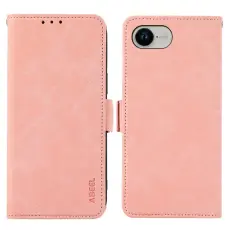 ABEEL - ABEEL iPhone 16e Pl&aring;nboksfodral Konstl&auml;der Folio St&auml;ll Rosa RFID Blocking