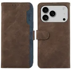 ABEEL - ABEEL iPhone 17 Pro Fodral Färgsplicing Läder RFID - Brun