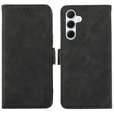 ABEEL - ABEEL Samsung Galaxy A17 5G Pl&aring;nboksfodral Konstl&auml;der St&auml;ll - Svart