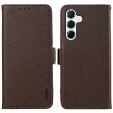 ABEEL - ABEEL Samsung Galaxy A55 5G Fodral RFID Blocking L&auml;der Brun