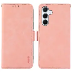 ABEEL - ABEEL Samsung Galaxy A55 5G Skal L&auml;der Fodral RFID Blocker - Rosa