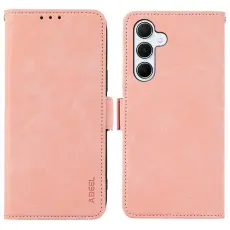 ABEEL - ABEEL Samsung Galaxy A56 5G Pl&aring;nboksfodral Konstl&auml;der St&auml;ll Rosa