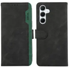 ABEEL - ABEEL Samsung Galaxy A56 5G Konstl&auml;der Pl&aring;nboksfodral RFID-Skydd Svart