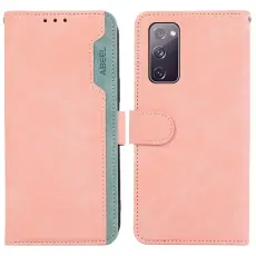 ABEEL - ABEEL Samsung Galaxy S20 FE Konstl&auml;der Pl&aring;nboksfodral RFID-Skydd - Rosa