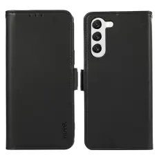 ABEEL - ABEEL Samsung Galaxy S23 Konstl&auml;der Pl&aring;nboksfodral RFID-Skydd - Svart
