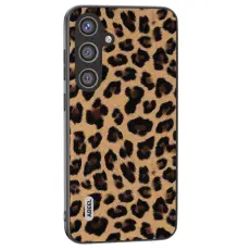 ABEEL - ABEEL Mobilskal till Samsung Galaxy S24 L&auml;der Coated Leopard Champagne Guld