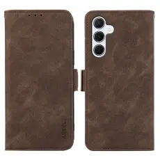 ABEEL - ABEEL Samsung Galaxy S25/S24 Pl&aring;nboksfodral Konstl&auml;der RFID Brun