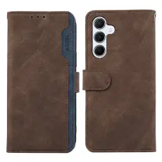 ABEEL - ABEEL Samsung Galaxy S25/S24 Pl&aring;nboksfodral Konstl&auml;der RFID Skydd - Brun