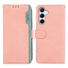 ABEEL - ABEEL Samsung Galaxy S25/S24 Pl&aring;nboksfodral Konstl&auml;der RFID Skydd - Rosa