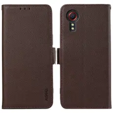ABEEL - ABEEL Samsung Galaxy Xcover 5 Pl&aring;nboksfodral Konstl&auml;der RFID-Skydd Brun