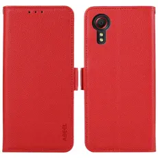ABEEL - ABEEL Samsung Galaxy Xcover 5 Pl&aring;nboksfodral Konstl&auml;der RFID-Skydd R&ouml;d