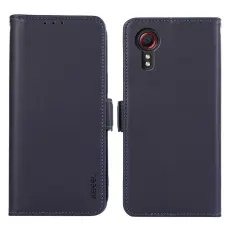 ABEEL - ABEEL Samsung Galaxy Xcover 5 Konstl&auml;der Pl&aring;nboksfodral RFID-Skydd Bl&aring;