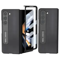 ABEEL - ABEEL Samsung Galaxy Z Fold5 Kickstand Fodral Nappa Läder Svart