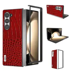 ABEEL - ABEEL Samsung Galaxy Z Fold6 5G Pl&aring;nboksfodral &Auml;kta L&auml;der R&ouml;d