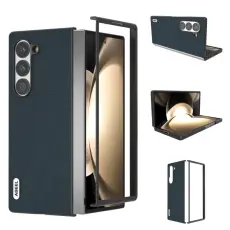 ABEEL - ABEEL Mobilskal till Samsung Galaxy Z Fold6 5G &Auml;kta L&auml;der H&aring;rd PC Gr&ouml;n