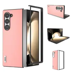 ABEEL - ABEEL Mobilskal till Samsung Galaxy Z Fold6 5G &Auml;kta L&auml;der H&aring;rd PC - Rosa