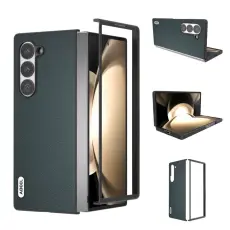 ABEEL - ABEEL Mobilskal till Samsung Galaxy Z Fold6 5G &Auml;kta L&auml;der Svart Gr&ouml;n
