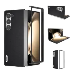 ABEEL - ABEEL Mobilskal till Samsung Galaxy Z Fold6 5G &Auml;kta L&auml;der Svart Kantskydd