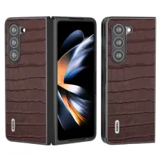 ABEEL - ABEEL Mobilskal till Samsung Galaxy Z Fold6 &Auml;kta L&auml;der Krokodil - Brun