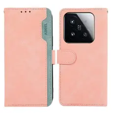 ABEEL - ABEEL Xiaomi 15T Pl&aring;nboksfodral i Spaltad Konstl&auml;der RFID-Skydd - Rosa