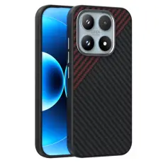 ABEEL - ABEEL Xiaomi 17 Mobilskal MagSafe Kolfiber Svart/R&ouml;d