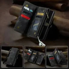 Caseme - CASEME 008 Multi-funktion 2-i-1 Wallet Mobilskal f&ouml;r Samsung Galaxy S20 FE Svart