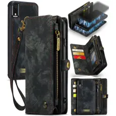 Caseme - CASEME 008 Series iPhone XR Pl&aring;nboksfodral 2-i-1 Vintage Konstl&auml;der Svart
