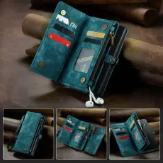 Caseme - CASEME 008 Series Samsung Galaxy S22+ 5G Konstl&auml;der Pl&aring;nboksfodral Bl&aring;