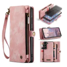 Caseme - CASEME 008 Series Samsung Galaxy S23 Pl&aring;nboksfodral Konstl&auml;der F&auml;llbar Rosa