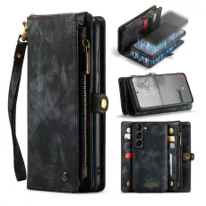 Caseme - CASEME 008 Series Samsung Galaxy S23 Pl&aring;nboksfodral Konstl&auml;der Svart