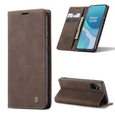 Caseme - CASEME 013 Auto-absorberande Läderplånboksfodral OnePlus 8T - Coffee