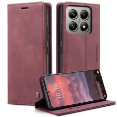 Caseme - CASEME 013 Series Pl&aring;nboksfodral f&ouml;r Xiaomi 14T Pro i R&ouml;d Konstl&auml;der