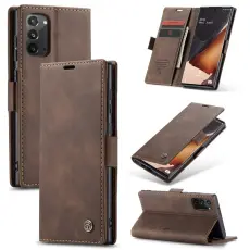 Caseme - CASEME Series Pl&aring;nboksfodral Konstl&auml;der till Samsung Galaxy Note20 - Brun