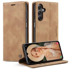 Caseme - CASEME 013 Series Samsung Galaxy A15 5G Konstl&auml;der Pl&aring;nboksfodral - Brun