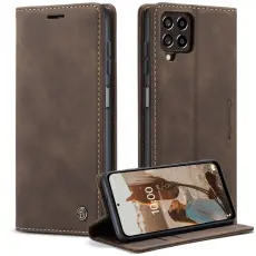 Caseme - CASEME 013 Series Samsung Galaxy M53 5G Konstl&auml;der Pl&aring;nboksfodral Brun