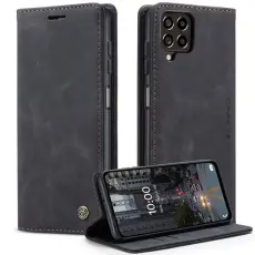 Caseme - CASEME 013 Series Samsung Galaxy M53 5G Konstl&auml;der Pl&aring;nboksfodral Svart