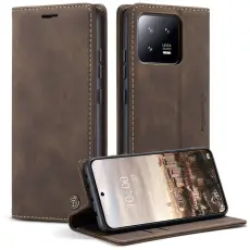 Caseme - CASEME 013 Series Xiaomi 13 5G PU L&auml;der Fodral Kaffe