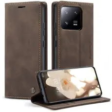 Caseme - CASEME 013 Series Xiaomi 13 Pro 5G Konstl&auml;der Pl&aring;nboksfodral Brun