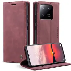 Caseme - CASEME 013 Series Xiaomi 13 Pro 5G Konstl&auml;der Pl&aring;nboksfodral Vinr&ouml;d