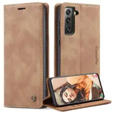 Caseme - CASEME 013 Pl&aring;nboksfodral f&ouml;r Samsung Galaxy S21 FE - Brun