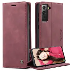 Caseme - CASEME 013 Pl&aring;nboksfodral f&ouml;r Samsung Galaxy S21 FE - R&ouml;d