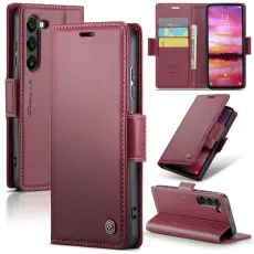 Caseme - CASEME Pl&aring;nboksfodral Konstl&auml;der f&ouml;r Samsung Galaxy S25 - R&ouml;d