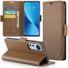 Caseme - CASEME Pl&aring;nboksfodral Konstl&auml;der f&ouml;r Xiaomi 12 5G - Brun