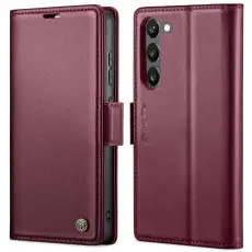 Caseme - CASEME Pl&aring;nboksfodral Konstl&auml;der till Samsung Galaxy S23 - R&ouml;d