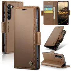 Caseme - CASEME Pl&aring;nboksfodral Konstl&auml;der till Samsung Galaxy S25 - Brun