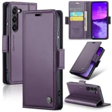 Caseme - CASEME Pl&aring;nboksfodral Konstl&auml;der till Samsung Galaxy S25 - Lila