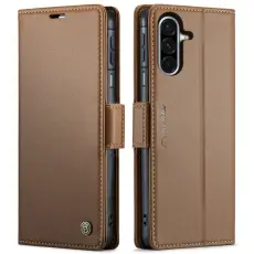 Caseme - CASEME 023 Series Konstl&auml;der Pl&aring;nboksfodral f&ouml;r Samsung Galaxy A17 5G/4G - Brun