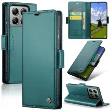 Caseme - CASEME Xiaomi 14T Pro Pl&aring;nboksfodral Konstl&auml;der RFID-Skydd Gr&ouml;n