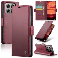 Caseme - CASEME Xiaomi 14T Pro Pl&aring;nboksfodral Konstl&auml;der RFID-Skydd R&ouml;d