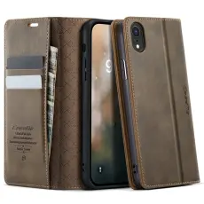 Caseme - CASEME 033 iPhone XR Fodral RFID-Skydd Konstl&auml;der Kaffe